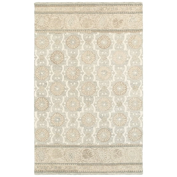 Oriental Weavers Craft Area Rugs - 93002 Contemporary Ash Rings Circles Banded Dots Rug