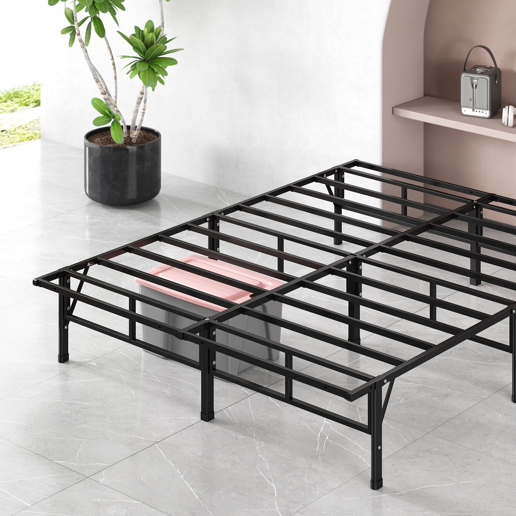 14 Inch Steel SmartBase Bed Frame Black Multiple Sizes 