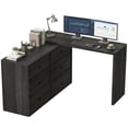 thumbnail image 1 of HOMCOM L Shaped Computer Desk with 6 Drawers Black Wood Grain, 1 of 10