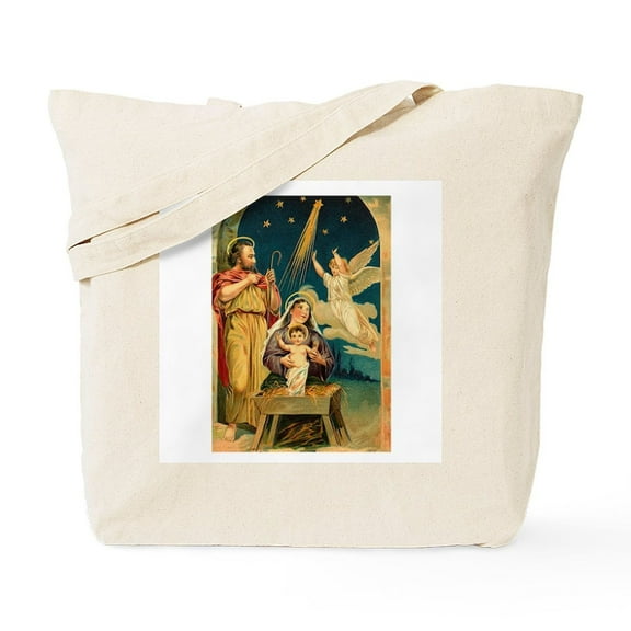 CafePress - Vintage Nativity Scene The First Christmas Tote - Unisex Canvas Tote Bag, Beige, 1-Piece