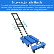 Homasy 6 Wheels Foldable Portable Trolley, Foldable Carrying Trolley, 270Kg Load Capacity Adjustable Handle Trolley with Elastic Cord for Cargo Handling, Shopping, Office Use