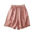 thumbnail image 1 of Women's Summer Linen High Waist Wide Leg Shorts - Ruffled Hem Retro Vintage Casual Shorts, 1 of 3
