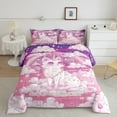 thumbnail image 2 of Manfei Beauty Cat Bedding Comforter Set,Pink Kitten Twin Comforter Sets,Cartoon Loves Rainbow Bedding Set For Girl,Super Cozy Room Decor Reversible,2 Pieces, 2 of 8