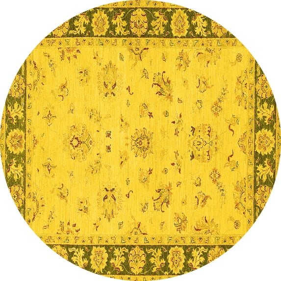Ahgly Company Indoor Round Oriental Yellow Traditional Area Rugs, 3' Round