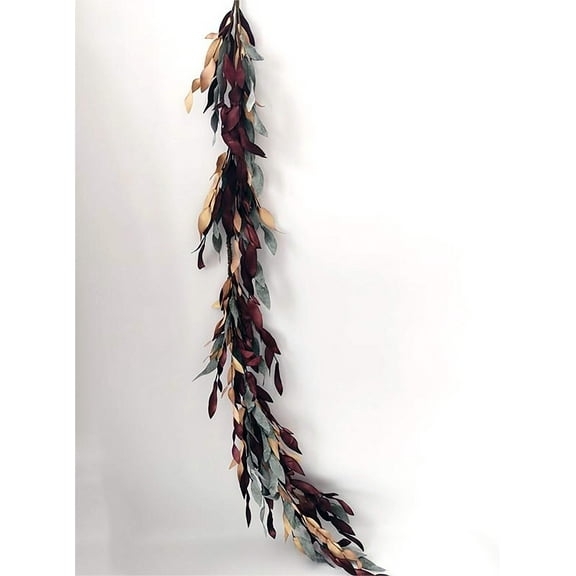 5' Burgundy, Tan and Green Leafy Garland