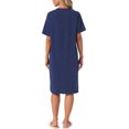thumbnail image 3 of INSPIRE CHIC Women's Casual Summer Pajama Dress Loose Fit Nightshirts Short Sleeve Sleepwear Split Midi Nightgowns L Blue, 3 of 6