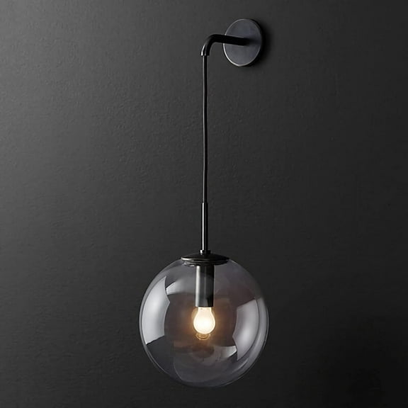 Modern Wall Lamp,Smokey Grey Glass Wall Sconces,Vintage Brass Finish, Adjustable Length Wall Light for Living Room Bedroom Bathroom Vanity,Gold,20cm