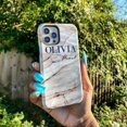 thumbnail image 2 of Personalised Cream Marble Name iPhone 14 Plus Case,iPhone 16 Plus, 2 of 5