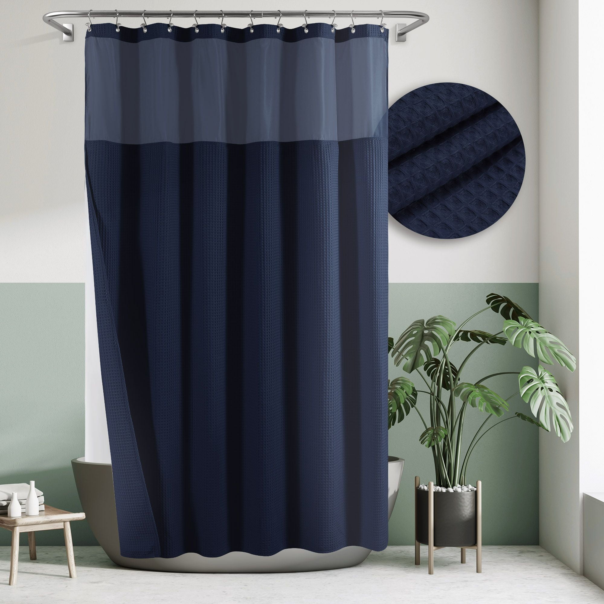 Barossa Design Cotton Blend Waffle Weave Shower Curtain with Snapin