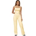 thumbnail image 3 of IDOPIP Womens Workout Sets 2 Piece Spaghetti Straps Square Neck Crop Top Straight Butt-lifting Leg Yoga Pants Pilates Outfits, 3 of 6
