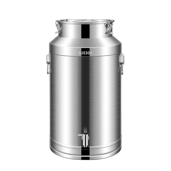 Airtight Milk Can Storage Bucket, 304 Steel Stainless Food Container with faucet, Large capacity milk transport bucket Lid commercial fermentation tank oil barrel
