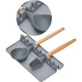 thumbnail image 3 of Soporte de silicona para utensilios de cocina, soporte para cucharas, espátula gigante, cucharón, tenedor, soporte antideslizante, resistente al calor, utensilios de cocina, silicona (gris, L), 3 of 5