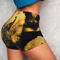 thumbnail image 4 of Gukieu Elegant Gold Leaf Peacock Print Women's Sports Shorts, Elastic Waist High Stretch Running Yoga Gym Sweatpants-X-Large, 4 of 8
