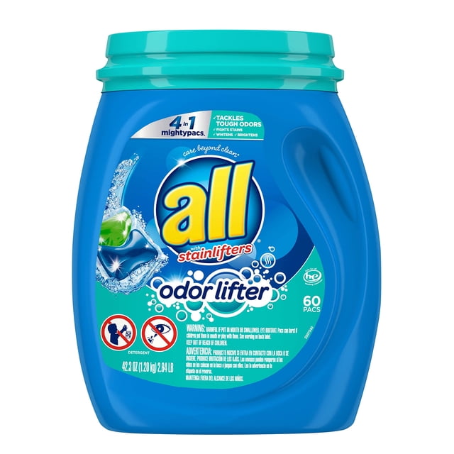 Detergente para ropa Pacs All Oxi Plus Odor Lifter, 60 unidades