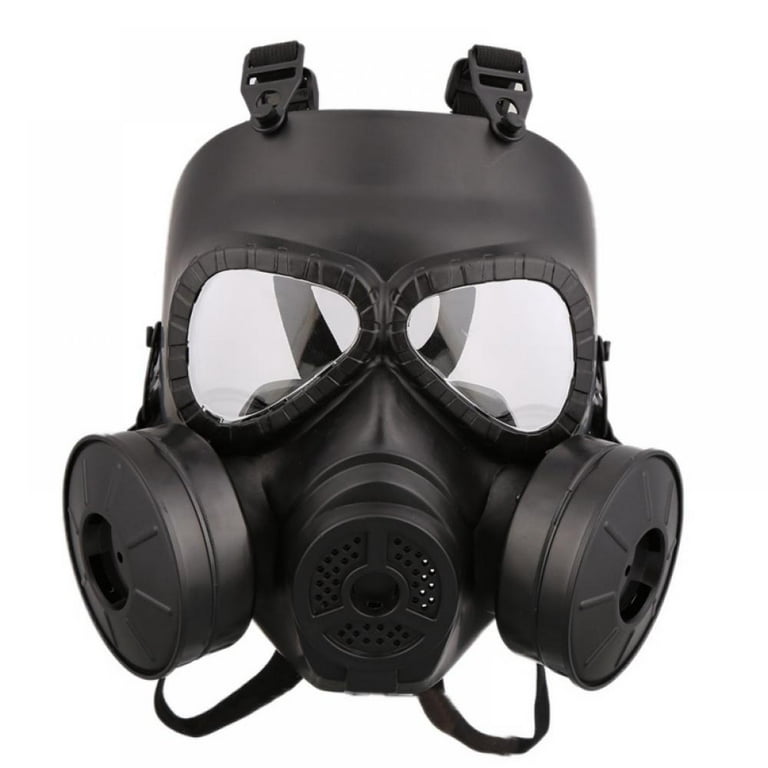 Outdoor Tactical Full-Covered Double Filter Gas Mask Helmet,Anti-Dust Eye  Protect Shock Resistance PC Lens Face Guard With Double Fan