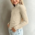 thumbnail image 4 of UKHCCC Girls Mock Neck Long Sleeve Top, Stretch Lettuce Trim Pullover Shirt, Solid Basic Layering Tee for Fall Winter, Ages 0-12, 4 of 6