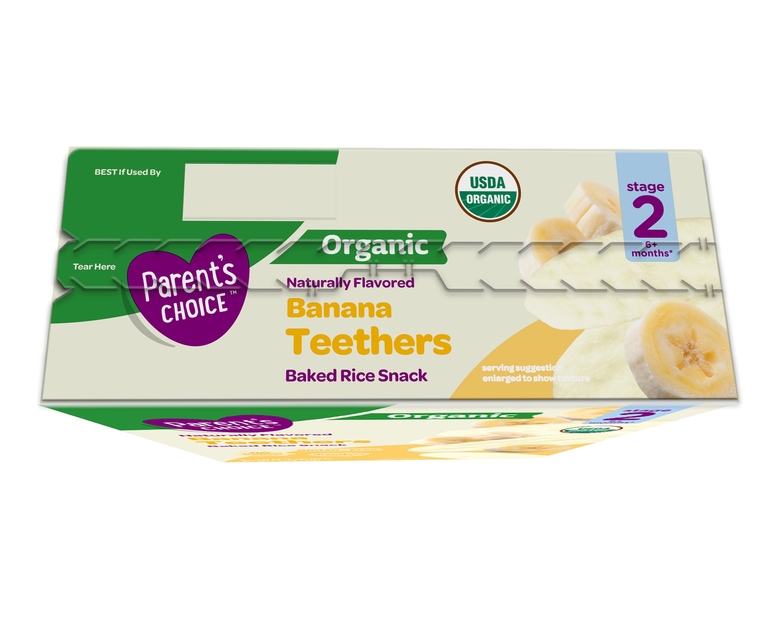 Snacks de arroz con plátano orgánico para bebé Parent's Choice, 0.15 oz, paquete de 12 7