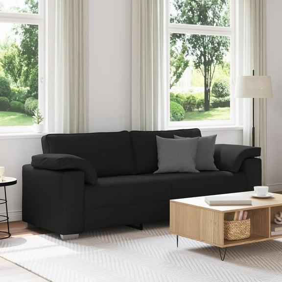 vidaXL Sofa Black Metal, Wood, Foam, PP Fiber, Textilene