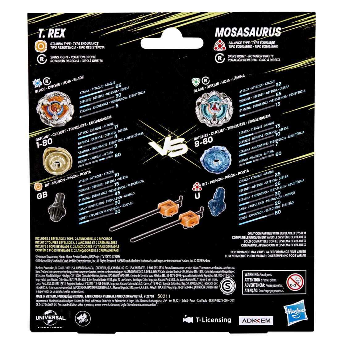 Beyblade X Jurassic World Collab T. Rex vs. Mosasaurus Multipack Battling Top Set, Ages 8+