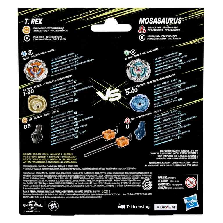 Beyblade X Jurassic World Collab T. Rex vs. Mosasaurus Multipack