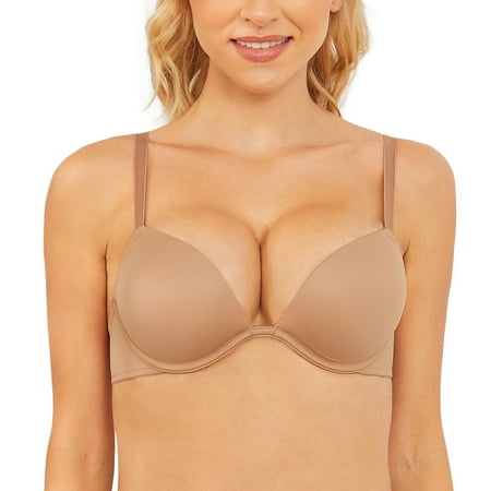 Wingslove Womens Push-up Bra Deep V Plunge Underwire T-Shirt Bra  Coffee 36C