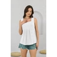 thumbnail image 3 of Camiseta sin mangas Disamer 2025 para mujer con botones florales plisados, color blanco, 3 of 6