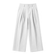 thumbnail image 3 of hotojiny Girls Dress Pants Wide Leg Uniform Pants for Kids Trendy High Waist Pleated Front Formal Pants with Pockets(White,12-13 Years), 3 of 6