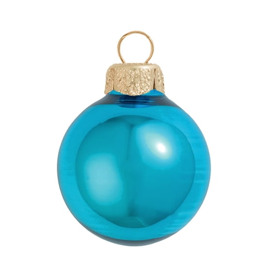 Whitehurst Shiny Glass Christmas Ball Ornaments - 3.25" (80mm) - Teal Blue - 8ct