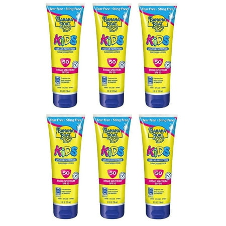Banana Boat Kids UVA/UVB Protection Sunscreen Lotion, Broad Spectrum, SPF 50, 8 Oz (Pack of