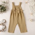 thumbnail image 4 of KAUOD Baby Girls Cotton Linen Jumpsuit Baggy Overalls Pants Kids Sleeveless Suspender Rompers Summer Clothes Toddler Button Outfit, 4 of 8