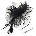 thumbnail image 1 of Elegant Faux Feather Mesh Fascinator Hat with Flower Embellishments.（Black）, 1 of 4