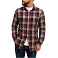 thumbnail image 3 of DYTTDG Men's Collared Long Sleeve Plaid Flannel Shirt, Button Down Loose Casual Checkered Top Lightweight Layer Jacket for Daily Outdoor Wear, 3 of 8