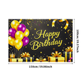 thumbnail image 3 of Black Background Happy Birthday Banner with Gold Purple Balloons Crown Gifts Backdrop Party Decorations Photography Props Birthday Party Supplies, 3 of 7