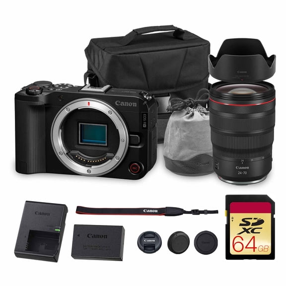 Canon EOS R50 V Mirrorless Camera | 24.2MP APS-C Sensor 4K Oversampled Video | Compact Beginner-Friendly Camera for Vlogging and Travel (6895C002)   Canon RF 24-70mm f/2.8L Lens   Bag   64GB Card