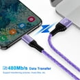 thumbnail image 5 of USB Wall Charger Block,ABCPOW 2.1A Dual Port USB Charger Block with 2PACK Android Phone Charging Cord Type C Cable USB C Charging Cables 6ft10ft USB Brick Charger Box Fast Charging Block,Purple, 5 of 7
