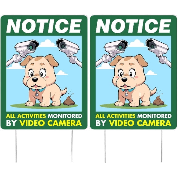 1set Double Sided Plastic yard Sign with Iron H-Stakes Rectangle Dog 300x230mm