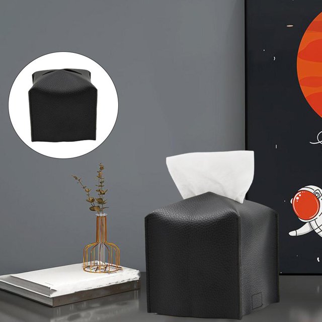 Portada de caja ñuelos contenedor simple de cuero Portátil portátil portátil Topinador de almacenamiento Caja de servilleta para baño C Negro Soledad Caja de tejido