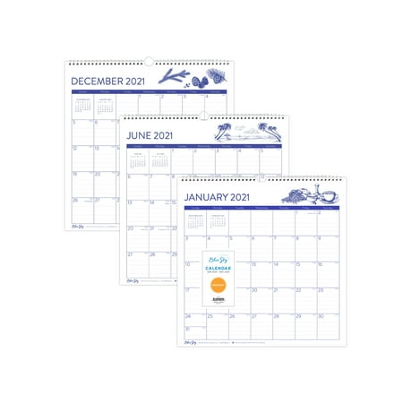 Blue Sky 2021 12" x 12" Wall Calendar, Illustrations