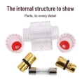 thumbnail image 3 of SHAR Support de Fusible en Ligne Plaqué Or et 1 Fusible en Verre Plaqué Or 60A pour Protection de Sécurité Automobile Audio, 3 of 4
