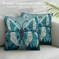 thumbnail image 3 of Throw Pillow Cover, Blue European Sham Pillow Covers Silk Euro Sham Covers, Birds, Butterfly, Ribbon, Modern European Shams - Butterfly Dreams, 3 of 5