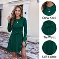 thumbnail image 4 of Weardear Kint Dress for Women 2025 Casual Long Sleeve Ribbed Flowy Crewneck Dress with Tie Waist, 4 of 5