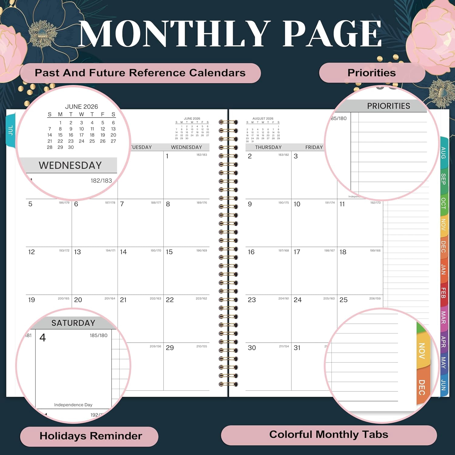 2026-2027 Appointment Book - July 2026 - June 2027, Weekly Appointment Book 2026-2027, 9"x11", 2026-2027 Hourly Planner with 30-Minute Interval, Colorful Monthly Tabs, Back Pocket
