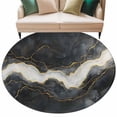 thumbnail image 2 of Marble Round Area Rug 5 FT, Non Slip Bedroom Rugs, Black Grey Modern Luxury Gold Washable Soft Circular Carpet Non-Shedding Floor Mat for Kitchen Dining Room Foyer Balcony Dorm, 2 of 8