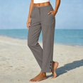 thumbnail image 5 of IMENGL Women's Wide Leg Pants Soft High Waist Elasitc Straight Linen with Pockets Trousers Loose Casual Cropped Pant for Womens,M-XXXL, 5 of 7