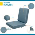 thumbnail image 3 of Duck Covers Weekend Water-Resistant Outdoor Dining Chair Cushions, 36 x 18 x 3 inch, Blue Shadow, 3 of 8