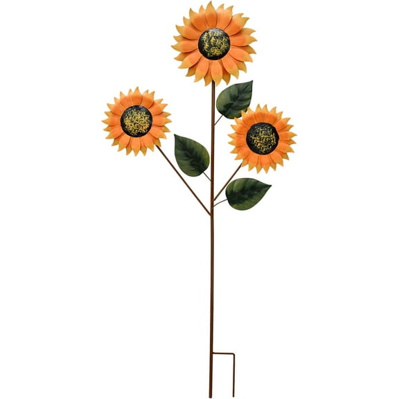 Sunflower Yard Garden Stake Decorative Sunflower Yard Stake, Sunflower Garden Decor Metal Yard Art Decor Outdoor Garden Decoration for Patio Porch Lawn Pathway Backyard 35.4" x 17" x 1"