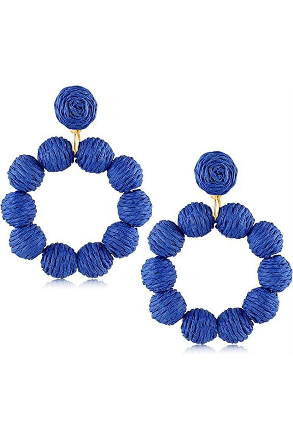 Rattan Earrings for Women Rattan Hoop Earrings Handmade Woven Straw Wicker Earrings Bohemian Statement Summer Beach Jewelry