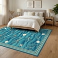thumbnail image 3 of ODIKA 6'x9' Ultra-Soft Area Rug, Turtle Ocean Wave Beachy Border Entry Themed Teal Bathroom Nautical Flowing None Washable, Bare feet friendly, Silk-Touch for Guest Room, Bedroom, 3 of 7