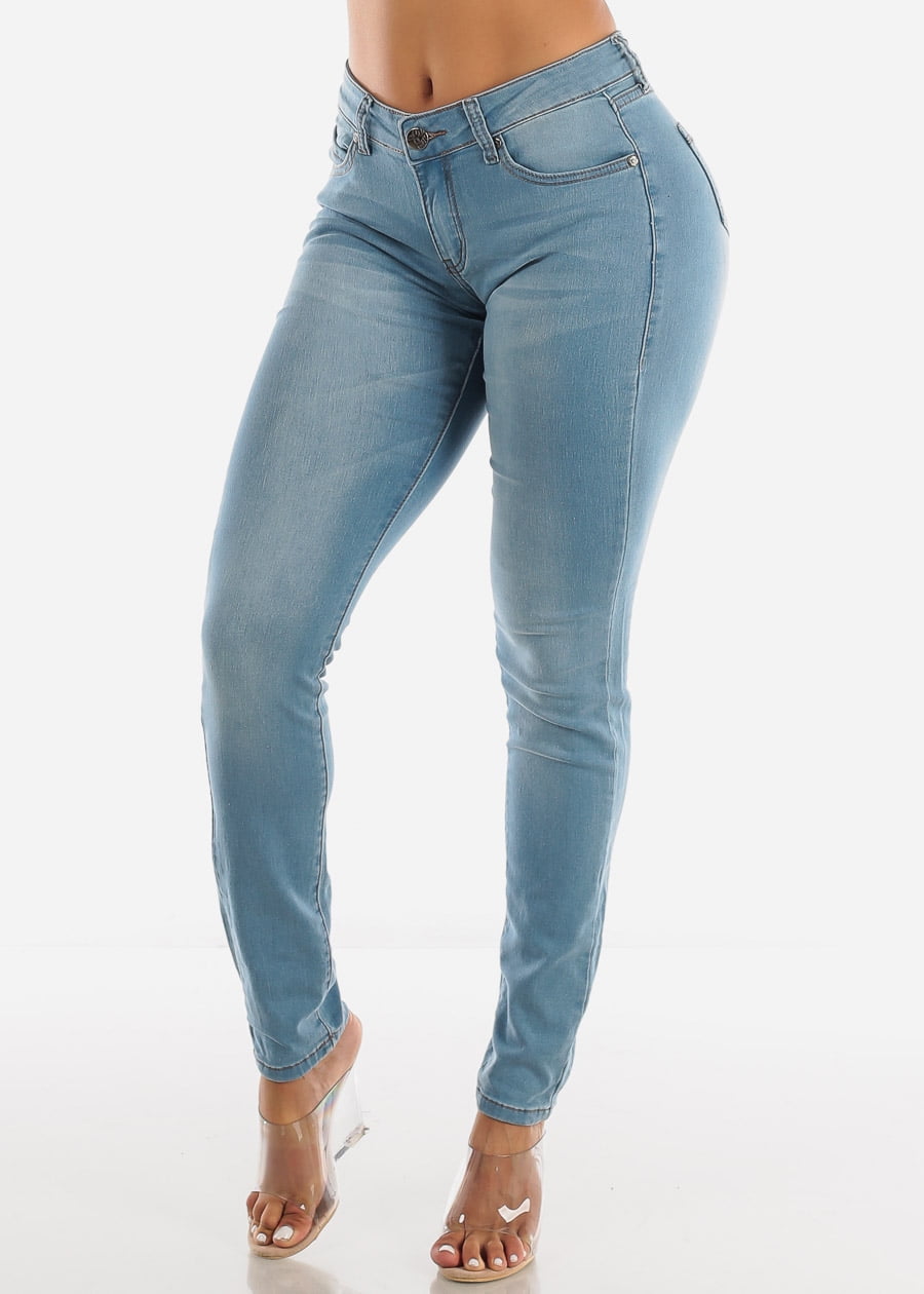 light wash denim skinny jeans