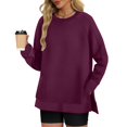 thumbnail image 2 of Baqcunre Women's Clothing, Sweatshirt for Women'side Split Fall Fashion 2025 Long Sleeve Shirts Trendy Valentines Day Gifts, 1Pc Blouse Purple M, 2 of 5